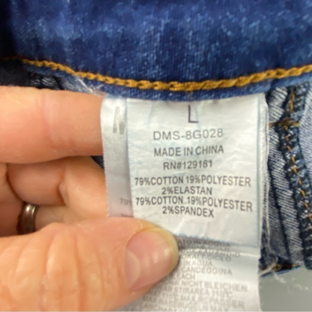 Machine torn up look blue jean mini skirt with stretch size large - Picture 6 of 12